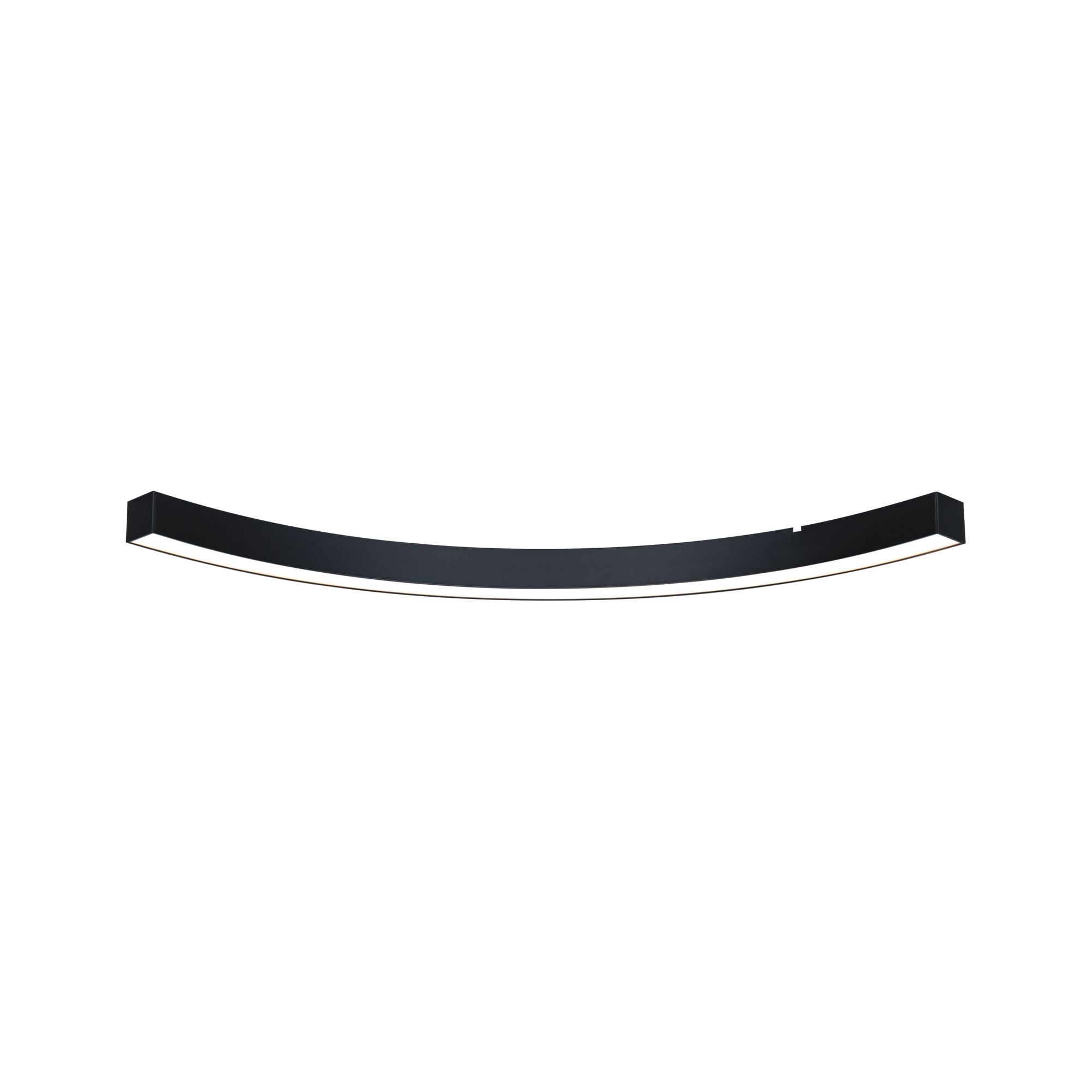 Black curved LED ceiling light in metal with white diffuser for modern room lighting