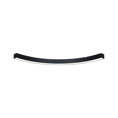 Black curved LED ceiling light in metal with white diffuser for modern room lighting