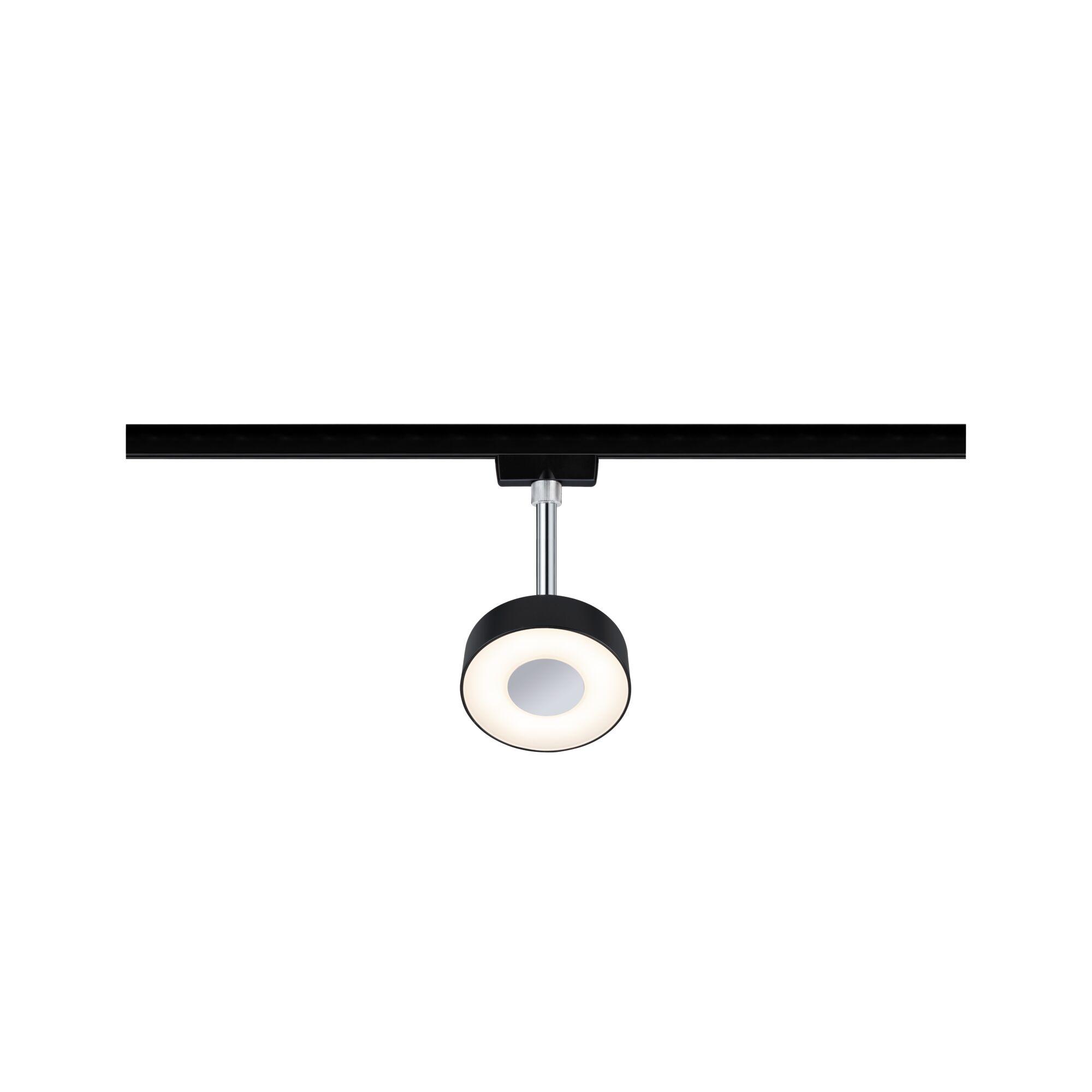 Black LED ceiling light with round lamp and chrome rod for modern indoor lighting solutions