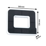 Rechteckiger LED-Einbaurahmen in Weiß mit schwarzer Oberfläche und Maßen 160x134x32 mm für LED-Leuchten