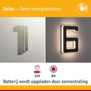 Zonne-energie huisnummer met LED-verlichting in zwart en wit voor energiezuinige buitenverlichting