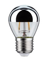 LED-Glühbirne mit silberner Spiegelkappe und transparentem Glas für energiesparende Beleuchtung