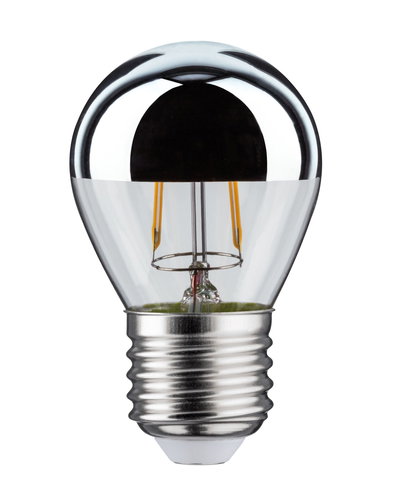 LED bulb with silver mirror cap and clear glass for energy-efficient lighting solutions