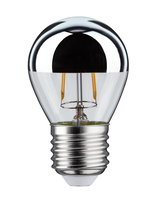 LED-Glühbirne mit silberner Spiegelkappe und transparentem Glas für energiesparende Beleuchtung