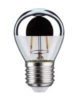 LED-Glühbirne mit silberner Spiegelkappe und transparentem Glas für energiesparende Beleuchtung