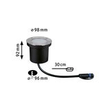 Ronde inbouw-LED-spot van roestvrij staal en zwart kunststof met 30 cm kabel