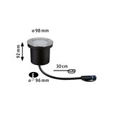 Round recessed LED spotlight in stainless steel and black plastic with 30 cm cable connection