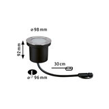 Schwarze Einbauleuchte aus Metall mit 98 mm Durchmesser und 92 mm Höhe, LED Gartenbeleuchtung