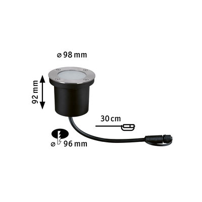 Spot encastré noir en métal de 98 mm de diamètre et 92 mm de hauteur, éclairage LED extérieur