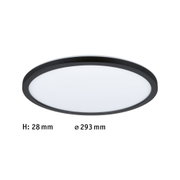 Rund LED-loftlampe med sort aluminiumsramme og hvid diffuser, energibesparende lampe