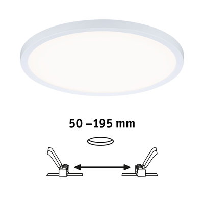Round white LED ceiling light with adjustable installation size 50-195 mm for modern room lighting