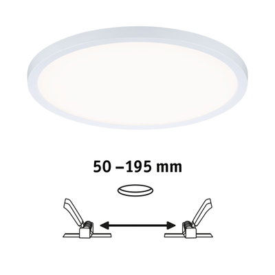 Round white LED ceiling light with adjustable installation size 50-195 mm for modern room lighting