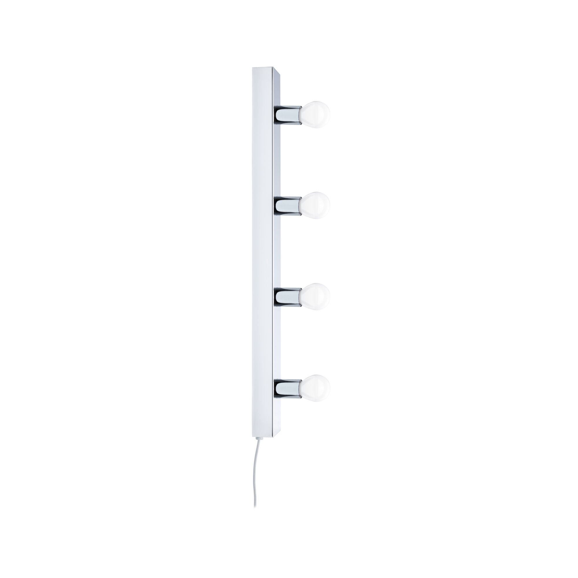 Modern white metal wall lamp with four round bulbs for stylish lighting in interiors