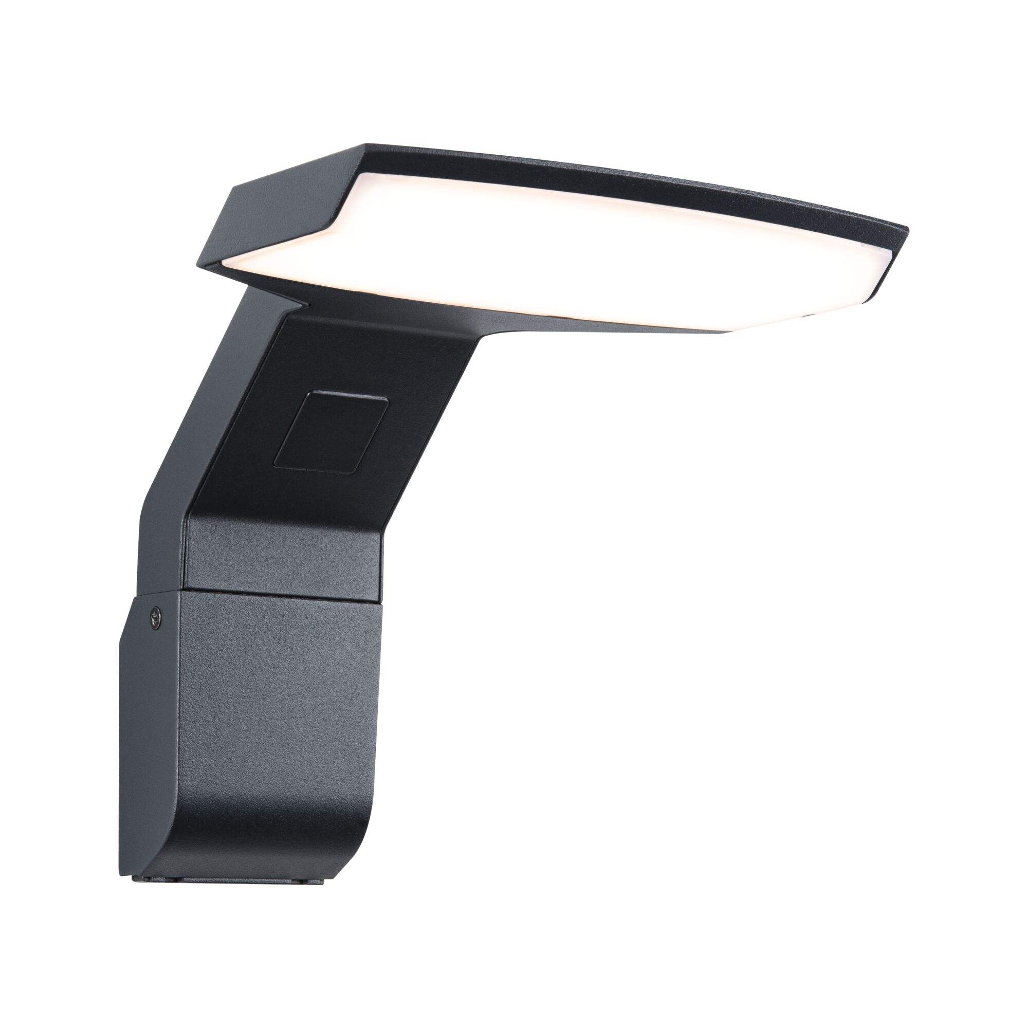 Moderne schwarze LED-Wandleuchte mit rechteckigem Leuchtfeld aus Kunststoff für Außenbeleuchtung