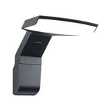 Moderne schwarze LED-Wandleuchte mit rechteckigem Leuchtfeld aus Kunststoff für Außenbeleuchtung