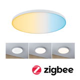 Round white LED ceiling light with adjustable warm to cool color temperature gradient, Zigbee compatible
