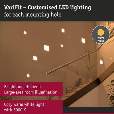 VariFit customised LED wall lights with warm white light for staircases and large room illumination