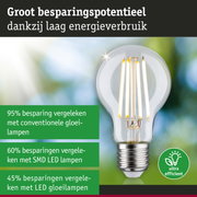 Energiezuinige LED-lamp met helder glas en zilveren fitting voor duurzame verlichting