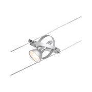 Silberne LED-Seilstrahlerleuchte aus Metall mit verstellbarem Spot für moderne Beleuchtung