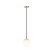 Suspension en métal doré mat et verre blanc, luminaire moderne pour salon