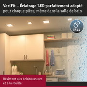 Éclairage LED VariFit blanc, résistant aux éclaboussures IP44, idéal pour salle de bain