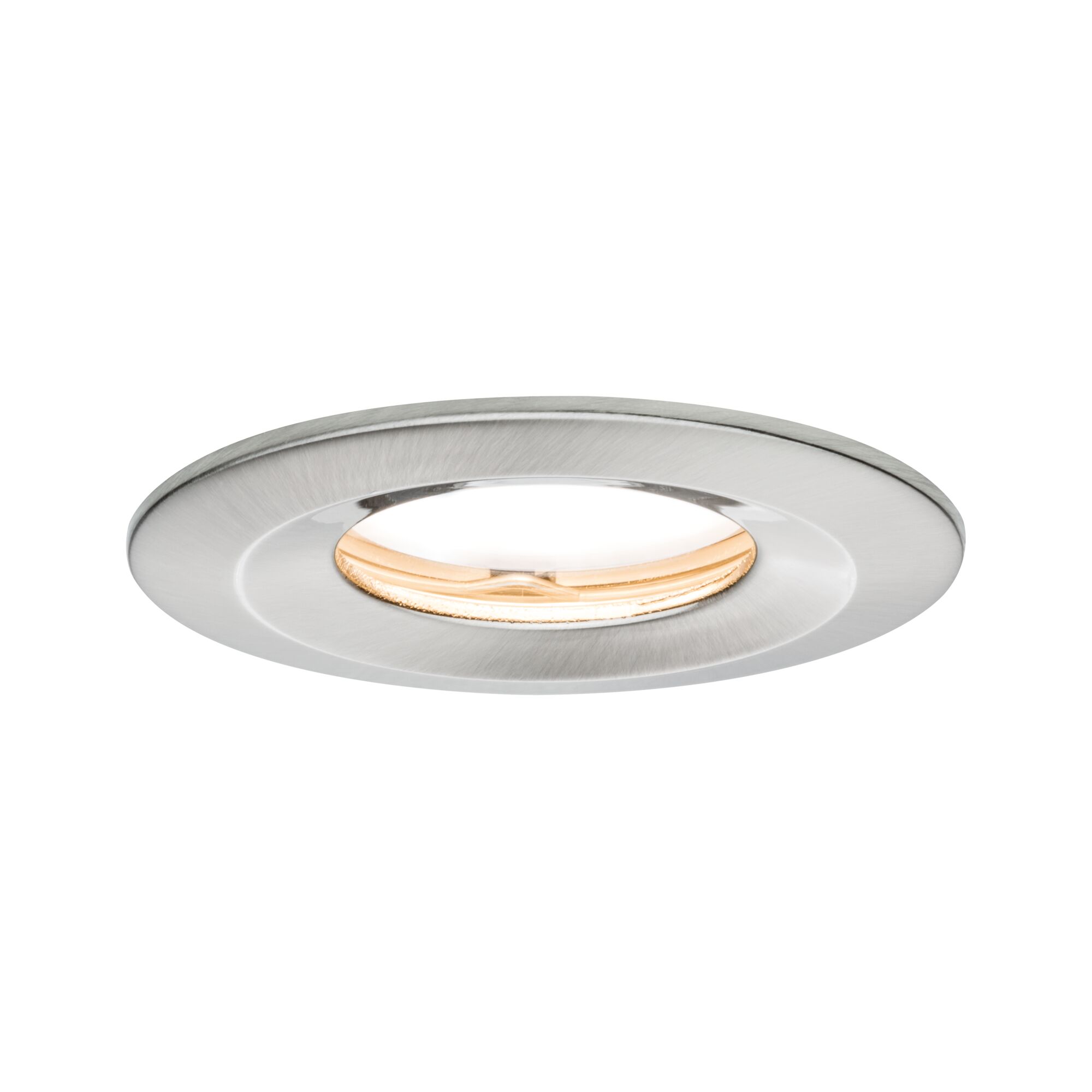 Spot encastré LED Nova Plus Coin fixe IP65 rond 78mm Coin 6W 470lm 230V gradable 2700K Acier brossé Boîtier de spot encastré rond en aluminium brossé argenté pour éclairage LED