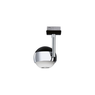 Modern LED spotlight with spherical glass and chrome metal in black and white for track lighting