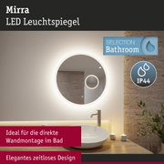 Runder Mirra LED Leuchtspiegel mit warmweißem Licht und IP44 Schutz für Badezimmerwandmontage