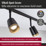URail Spot Cover in mattschwarz mit warmgoldenem Akzent, LED-Strahler für GU10-Leuchtmittel