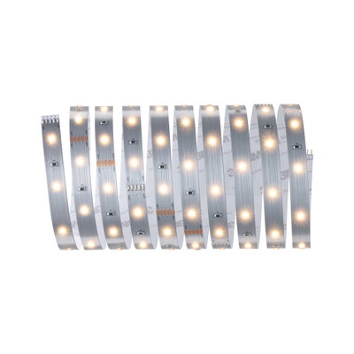 Flexible silver LED strip with warm white lights for modern interior lighting solutions