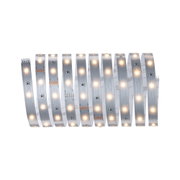 Flexible silver LED strip with warm white lights for modern interior lighting solutions