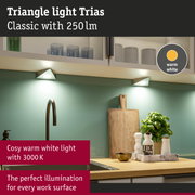 Triangle LED under-cabinet light Trias in white with warm white light for kitchen work surfaces