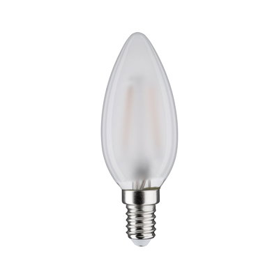 Frosted white LED candle bulb with E14 base made of glass for energy-efficient lighting