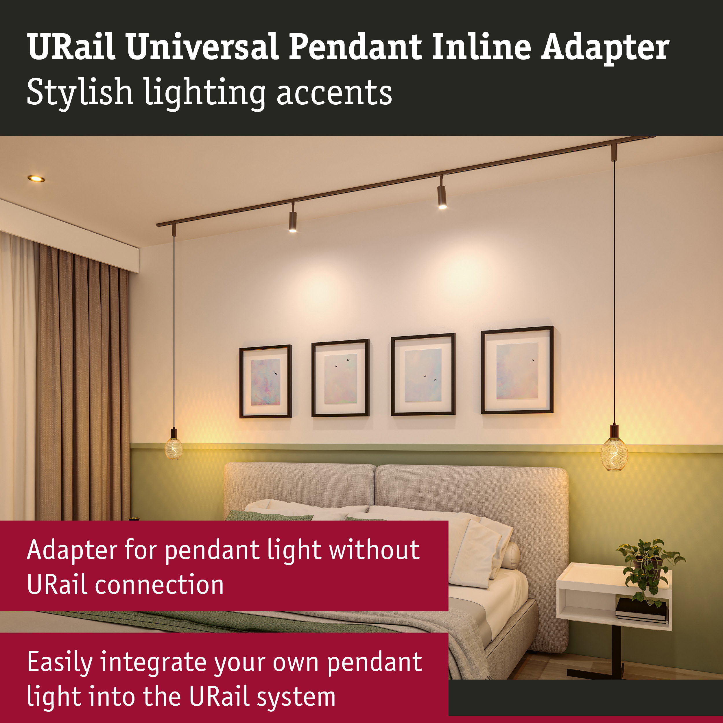 URail Pendant adapters Universal max. 50W 230V Titanium