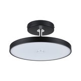 Rund loftlampe med sort metalramme og hvid diffuser til moderne belysning