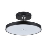 Rund loftlampe med sort metalramme og hvid diffuser til moderne belysning