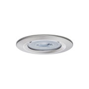 Runder Einbaustrahler aus gebürstetem Edelstahl mit klarem Glas und LED-Licht für moderne Raumbeleuchtung