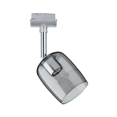 Modern ceiling spotlight with grey glass and chrome metal for flexible room lighting