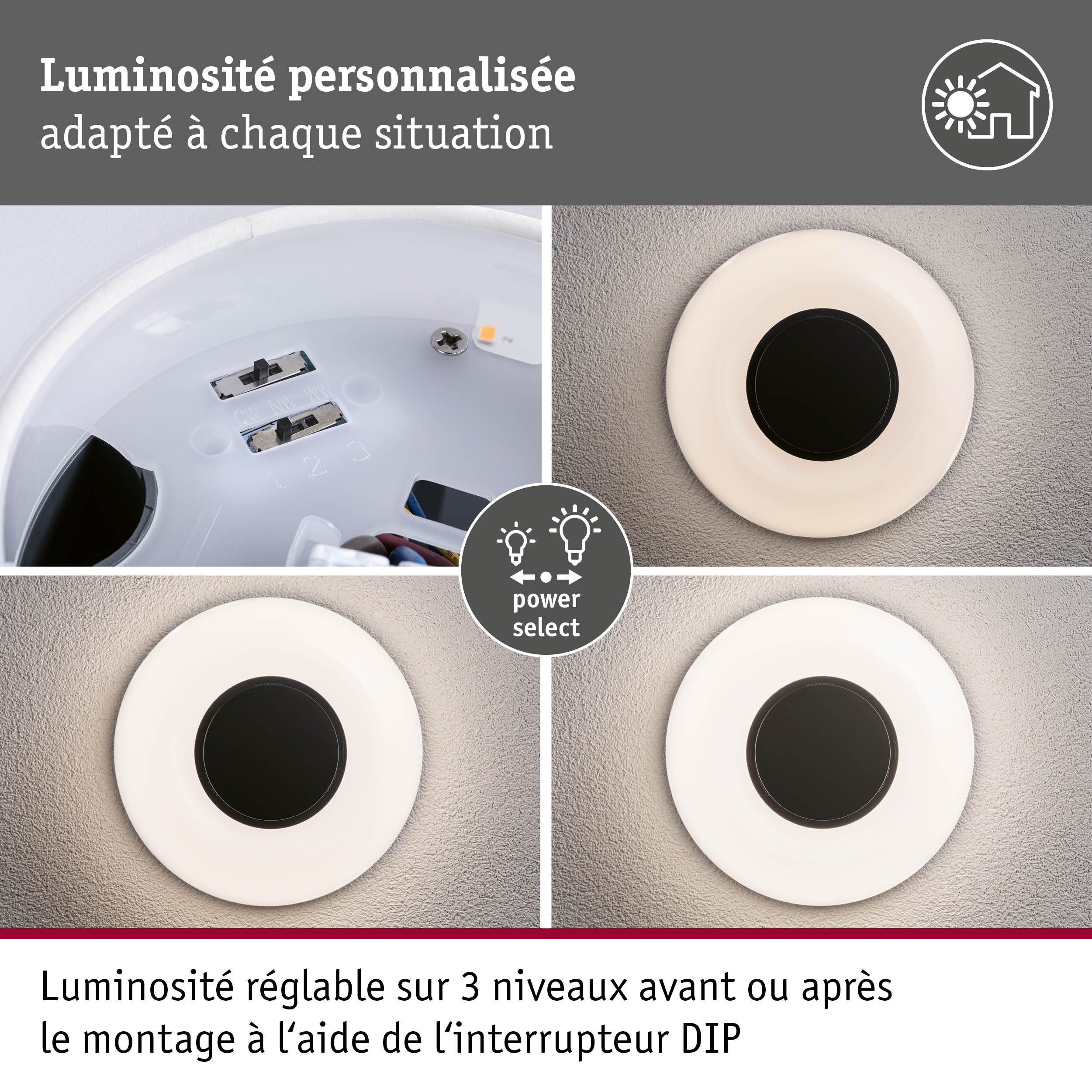 Applique d'extérieur LED Aureva IP65 rond 220mm 2200 - 4000K 20,5W 1730lm 230V Anthracite/Blanc Polycarbonate