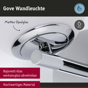 Gove Wandleuchte mit mattem Opalglas und Bajonett-Glas, hochwertiges Material, IP44 Schutzklasse