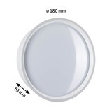 Round white LED ceiling light with 180 mm diameter and 63 mm depth for modern indoor lighting