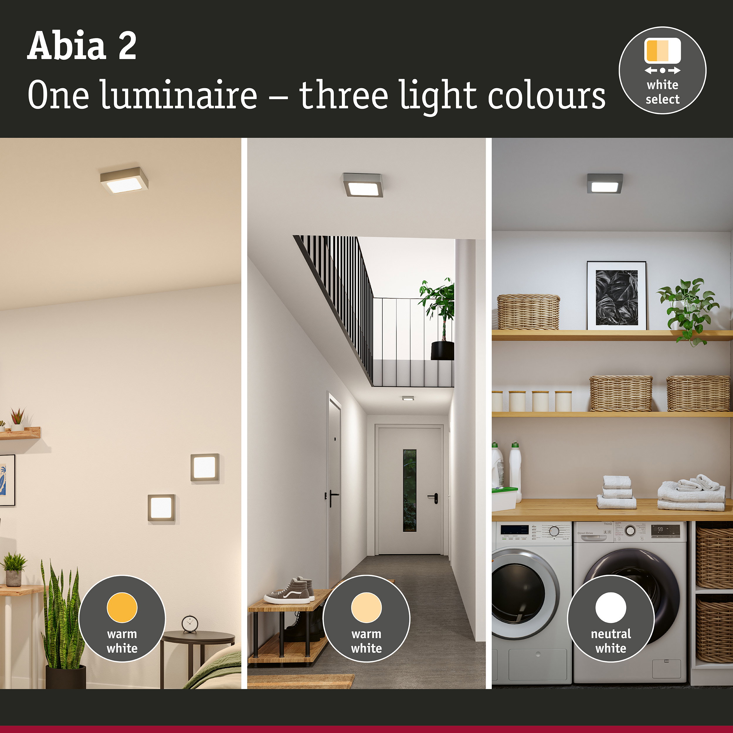 LED Panel Abia 2 White Select Twilight-controlled motion detector (HF) angular 170x170mm 9,5W 1100lm White Select Chrome matt