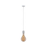 Pendant lamp with grey concrete holder and amber bulb for modern interior lighting