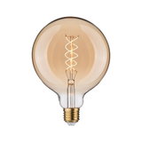 Ronde amberkleurige LED-lamp met spiraalvormig gloeidraad, energiezuinige vintage lamp