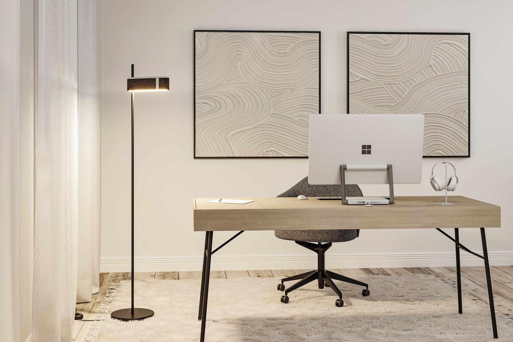 Stehlampe in Arbeitszimmer