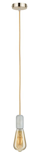 Hanglamp met gouden textielsnoer en amberkleurige lamp voor stijlvolle verlichting