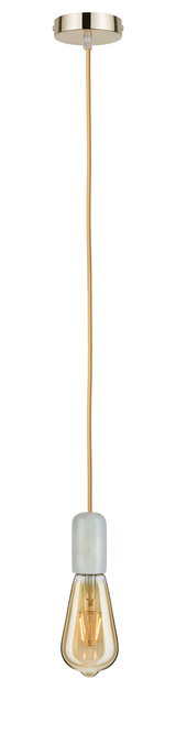 Hanglamp met gouden textielsnoer en amberkleurige lamp voor stijlvolle verlichting