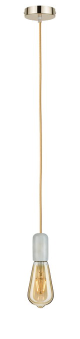 Suspension avec câble textile doré et ampoule ambrée pour un éclairage élégant et moderne