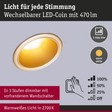 LED-Einbaustrahler mit warmweißem Licht 2700K, dimmbar in 3 Stufen mit vorhandenem Wandschalter
