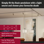 Modern pendant light with white glass shade and silver metal, compatible with E27 bulbs and 2Easy Basic Pendulum system